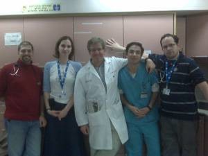 Dr. Kharasch, with members of the ethnically diverse Pediatric  Emergency team at Hadassah-Mount Scopus. 