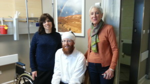 Left to right: Miri and Shmuel Goldstein with Mrs. Natan in the SWD Hospital Tower